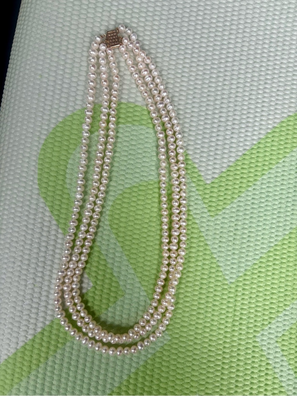 Triple-Strand Cream REAL Pearl Necklace Gold Clasp - Elegant Women's Jewelry